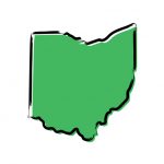 Stylized green sketch map of Ohio illustration vector