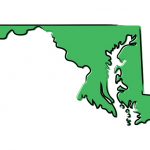 Stylized green sketch map of Maryland illustration vector