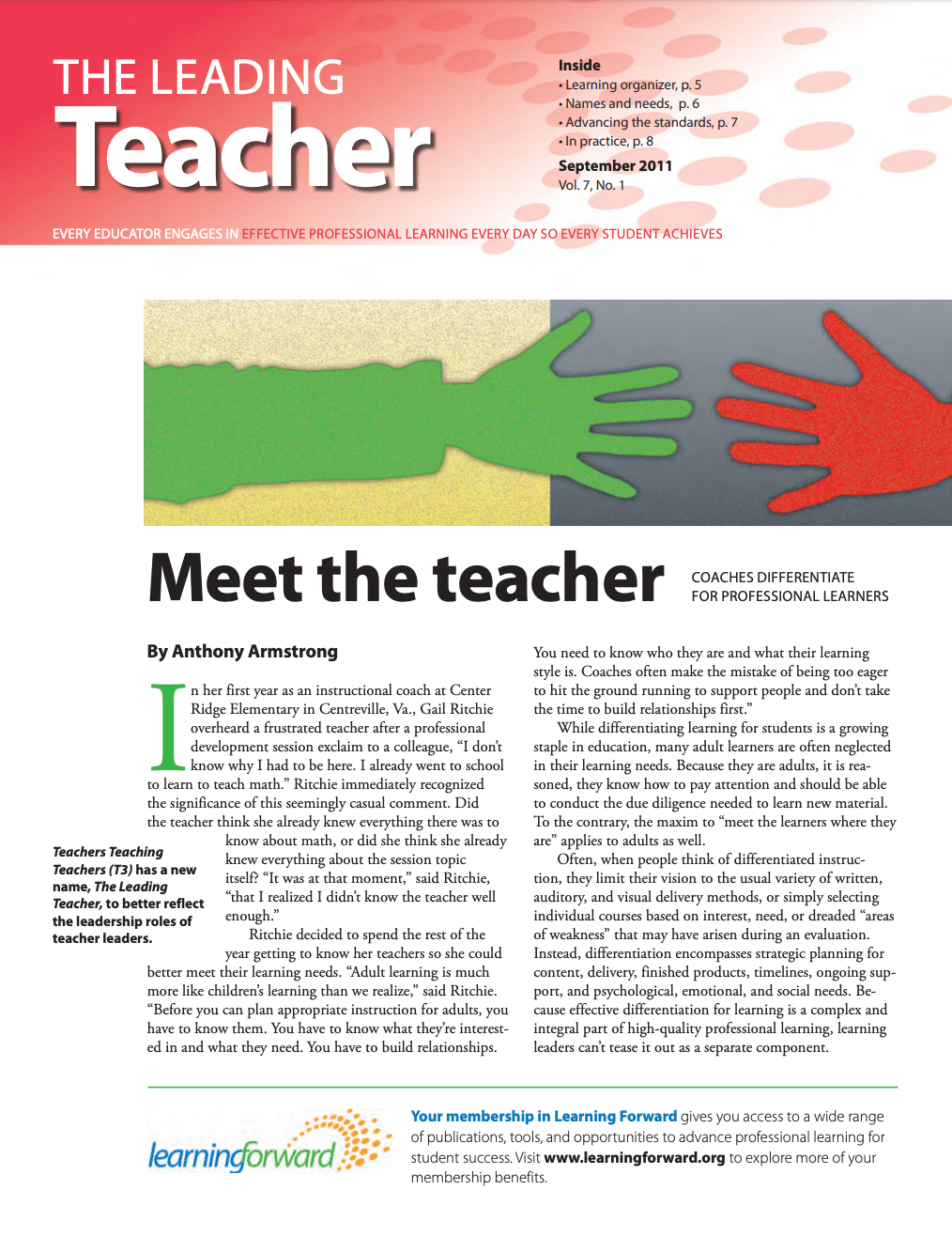 The Leading Teacher, September 2011, Vol. 7, No. 1