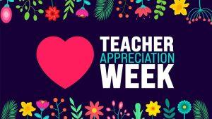 May is teacher appreciation week background template. holiday concept. use to background, banner, placard, card, and poster design template with text inscription and standard color. vector