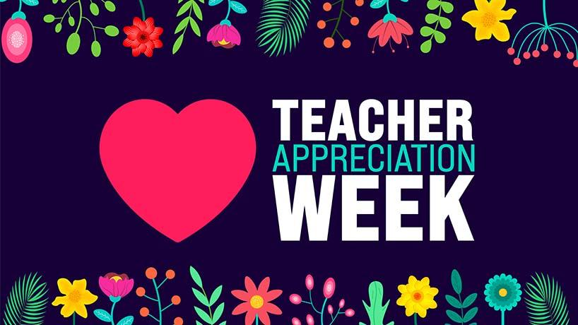 May is teacher appreciation week background template. holiday concept. use to background, banner, placard, card, and poster design template with text inscription and standard color. vector